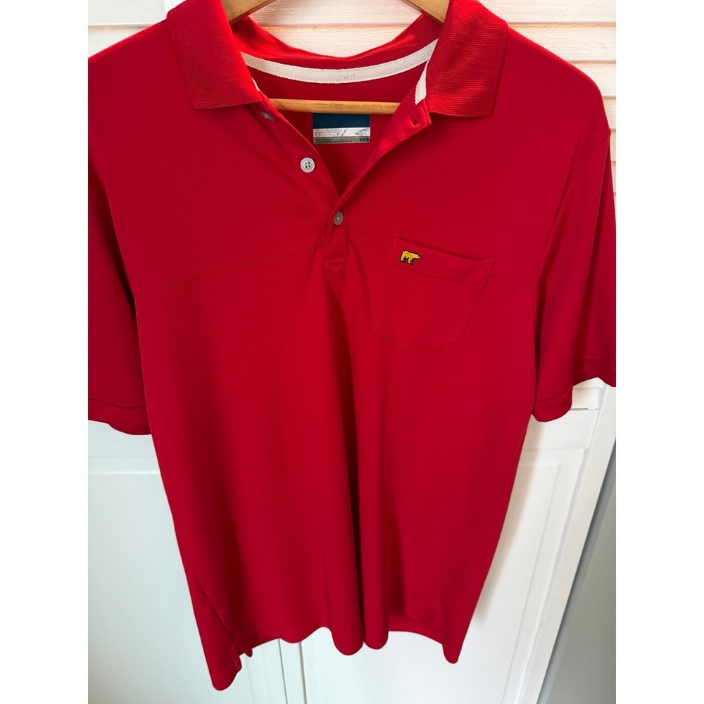 Vintage polo Shirt Jack Nicklaus Golden Bear Mens M 80s‎ Red Yellow Bear